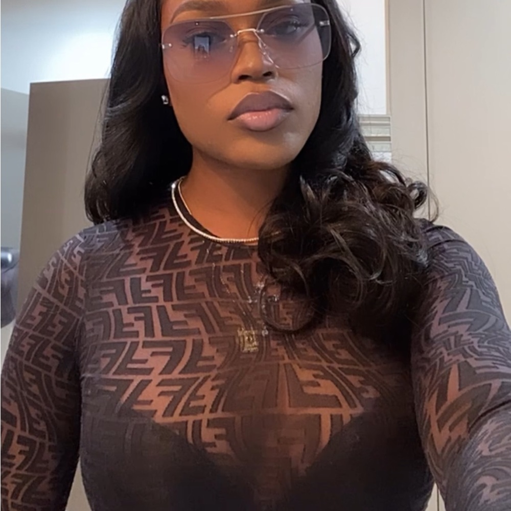FENDI BLACK BODYSUIT SHEER